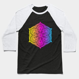 Colorful abstract ethnic floral mandala pattern design Baseball T-Shirt